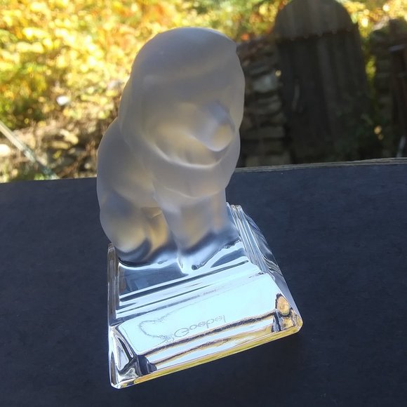 Goebel Lion Frosted Lead Crystal Figurine Paperweight very polished bottom - Picture 2 of 16
